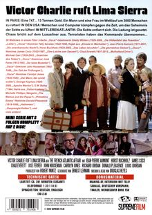 „Victor Charlie ruft Lima Sierra“. Szenen mit Menschen und Texten, darunter technische Details und Schauspielernamen.