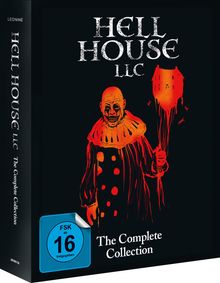 Texte: "HELL HOUSE LLC", "The Complete Collection", "FSK ab 16 freigegeben". Illustration: Gruselclown mit Haus.