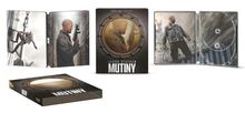 "Jason Statham Mutiny" steht auf einem Blu-ray Cover mit seinem Bild in einem Bullauge, actionreiche Szenen rundherum.