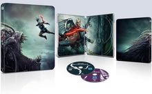 "Predator Badlands", FSK 16. Illustration einer Figur mit rotem Schwert kämpft gegen ein Monster. Enthält zwei DVDs.