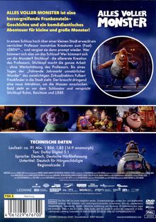 Titel: "ALLES VOLLER MONSTER". Text beschreibt ein Frankenstein-Abenteuer mit Monstern. Technische Daten unten.