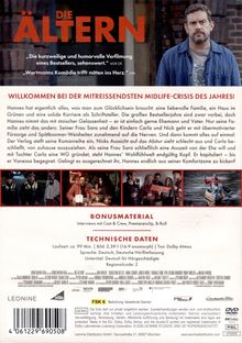 Texte: "Die Ältern", "Willkommen bei der mitreißendsten Midlife-Crisis des Jahres!" Oberer Teil: Mann in Hemd, nachdenklich.