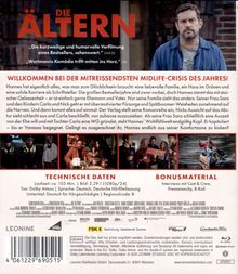 Dies ist eine DVD-Rückseite. Oben steht "DIE ÄLTERN". Darunter Bewertungen. Es gibt eine Zusammenfassung der Handlung. Unten sind technische Daten, Bonusmaterialinformationen und ein FSK-Logo (6). Links ist ein Barcode.