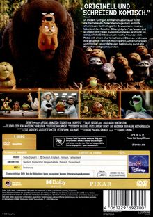 Texte: "ORIGINELL UND SCHREIEND KOMISCH." DVD-Hülle mit Bär und Tierfiguren. Laufzeit ca. 100 Min., Sprachen inkl. Deutsch.