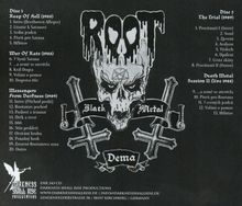 Titel: Root - Disc 1 und Disc 2 Songlisten, z.B. "Intro (Beethoven Allegro)", "Procitnutí I (Intro)".  
Logo: Totenkopf mit Pentagramm, gekreuzte Klingen.
