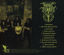 Rechts steht eine Liederliste: 1. Hatespawn, 2. Burn The House Of God, bis 11. Where Sinners Bleed. Links ist eine Band abgebildet.