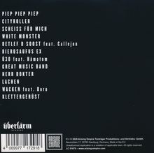 Trackliste: PIEP PIEP PIEP, CITYROLLER, SCHEISS FÜR MICH, WHITE MONSTER, DETLEF D SOOST feat. Callejon, u.a. Logo: überlärm.