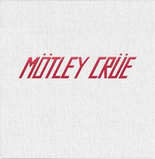 "MÖTLEY CRÜE" in stilisierter roter Schrift auf weißem Hintergrund.