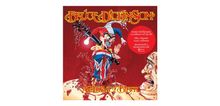 „Bruce Dickinson“, „Accident of Birth“, „Remixed & Remastered“. Illustration eines blutverschmierten Hofnarren.