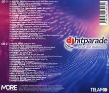CD 1 und CD 2 Tracklisten und "dj hitparade ... darauf tanzt Deutschland!" mit buntem spiralförmigem Hintergrund.