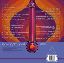 A: 0:18:33, B: 0:17:34; Songs und Zeiten; Logo unten mit Schrift "stereopolrecords"; violette und orangefarbene Muster.