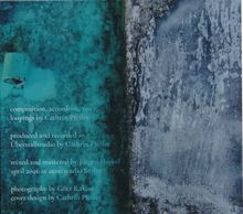 Text: "composition, accordeon, voice, loopings by Cathrin Pfeifer". Links türkis-schwarz, rechts graue Struktur.