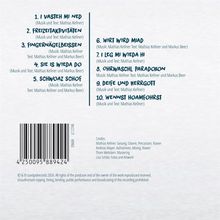 1. I vasteh mi ned (Musik/Text: Mathias Kellner)  
2. Freizeitaktivitäten (Mathias Kellner)  
3. Fingernägelbeissen (Kellner/Beer)  
4. Sie is wieda do (Kellner/Beer)  
5. Schwoaz Schof (Kellner/Beer)  
6. Wirt wird miad (Kellner/Beer)  
7. I leg mi wieda hi (Kellner)  
8. Ohrwaschl Paradoxon (Kellner/Beer)  
9. Deife und Herrgott (Kellner)  
10. Wennst Hoamfohrst (Kellner)  
  
Credits:  
Mathias Kellner: Gesang, Gitarre, Percussion, Klavier  
Andreas Mayer: Aufnahmen, Mixing, Klavier  
Thom Wettstein: Mastering  
Lisa Schätz: Fotos und Artwork