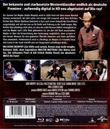 Ein Westernklassiker auf Blu-ray mit Audie Murphy. Szenen zeigen Cowboys, Pferde und einen belebten Saloon.