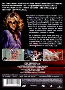 Der clevere Meta-Thriller-HIT von 1984. Eine Frau mit blonden Locken und ein Mann bei einer Filmkamera. Laufzeit: ca. 102 Minuten.