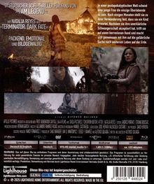 "Dystopischer SciFi-Thriller für Fans von 'I Am Legend'. Bilder zeigen Szenen mit einer Frau vor einem brennenden Gebäude."