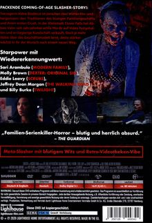 Texte: "PACKENDE COMING-OF-AGE SLASHER-STORY!", Starpower: Sari Arambulo, Molly Brown. Bilder: Blutig lachende Person.