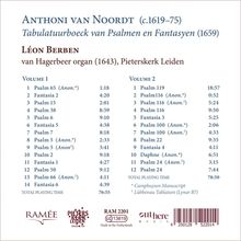 Anthoni van Noordt (1619-1675): Tabulatuurboeck van Psalmen en Fantasyen (1659), 2 CDs