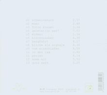 Eine durchnummerierte Liste von 13 Songtiteln mit Zeitangaben, darunter das Symbol eines Herzens.