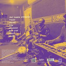 Texte: Mai Zanna Dimignan, Tugan, Falato, Siya, Hommage, Daan Kan, Jigiya, Janfa. Drei Musiker in einem Studio mit Instrumenten.