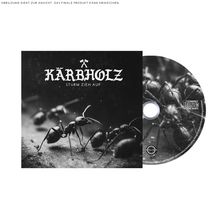 Text: "Kärbholz - Sturm zieh auf". Schwarzes Cover mit Ameisen. CD daneben, ähnliche Ameisenmotive.