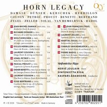 "HORN LEGACY" Titel mit Künstlern und Werkdetails. Enthält Interpreten wie Hervé Joulain. Logo oben rechts.