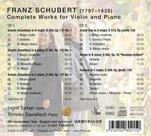 FRANZ SCHUBERT (1797–1828), Werke für Violine und Klavier, enthaltene Stücke und Spielzeiten.