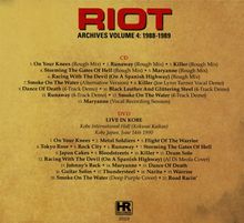 Riot: Archives Vol.4: 1988 - 1989, 1 CD und 1 DVD