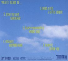 "What it means to ...", fünf nummerierte Titel, blassgelbe Schrift auf blauem Hintergrund mit Wolken, Logos unten.