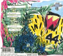 Textliste: 1. lald, 2. 4afck40, 3. wolfgang wunderbar, 4. kein arschloch, 5. verlassen zu werden, 6. monster, 7. utopie, 8. heilige scheiße, 9. zwei frei vögel, 10. menschen. Bunte abstrakte Illustration mit einer großen "44".