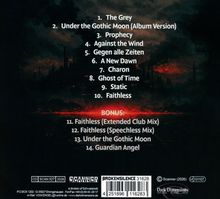 Auf dunklem Hintergrund stehen Liedtitel wie "The Grey", "Faithless", "Gegen alle Zeiten" und Bonus Tracks.