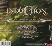 Text: "Induction", "Love Kills!", "1 Virtual Insanity", "8 Love Kills", "RPM". Hintergrund grün mit abstrakten Mustern.