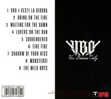 Links steht eine Titelliste mit 9 Einträgen. Rechts ein stilisiertes Logo: "VBO Vice Business Only".