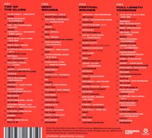 Vier Spalten mit Songtiteln und Interpreten. Überschriften: "Top of the Clubs," "Deep Sounds," "Festival Sounds," "Full Length Versions." Unten rechts zwei Logos: Kontor.