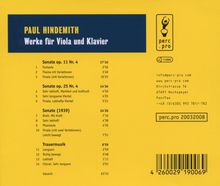Paul Hindemith (1895-1963): Sonaten für Viola &amp; Klavier, CD
