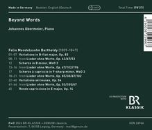 "Made in Germany", "Beyond Words", "Johannes Obermeier, Piano", Werke von Felix Mendelssohn Bartholdy.