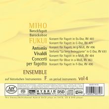 "MIHO FUKUI Barockfagott, Barockoboe. Antonio Vivaldi Concerti per fagotto. Ensemble F vol 4. Konzerte für Fagott und Oboe."
