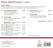 Rene Wohlhauser (geb. 1954): Vocis Imago für Flöte, Klarinette, Percussion, Klavier, Violine &amp; Cello, CD