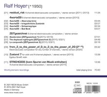 Ralf Hoyer (geb. 1950): Elektroakustische Komposition 2010-2020 - "residual_risk", CD