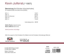 Kevin Juillerat (geb. 1987): Dämmerung (5 Sonaten ohne Interludien), CD