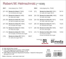 CD-Set von Robert M. Helmschrott mit Sonaten für verschiedene Instrumente und Orgel. 12 Werke aufgelistet.