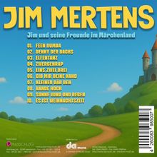"Jim Mertens", "Jim und seine Freunde im Märchenland", Liedtitel 01-10, grüne Hügel und ein Schloss auf der rechten Seite.