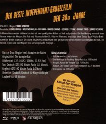 "Der beste Independent-Gruselfilm der 30er Jahre." Beschreibung eines Films über Vampire und Bonusmaterial. Fledermaus-Silhouette.