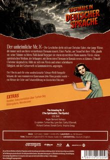 „ERSTMALS IN DEUTSCHER SPRACHE“, „Der unheimliche Mr. X“ - Eine junge Witwe trauert um ihren Ehemann und hört Stimmen. Illustration: Frau schaut ängstlich.