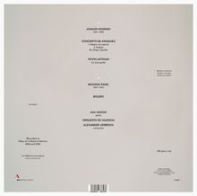 Text: Seite A: Joaquín Rodrigo, Concierto de Aranjuez. Seite B: Maurice Ravel, Boléro.  
Ana Vidovic, Gitarre. Orquesta de Valencia.