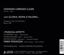 Giovanni Lorenzo Lulier (1662-1700): Kantate "La Gloria, Roma e Valore" (1700), CD