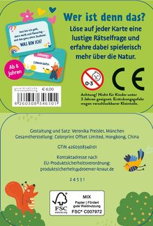 Wer ist denn das? Lustige Rätsel über die Natur ab 6 Jahren. Warnung für Kinder unter 3 Jahren. Illustration von Tieren.