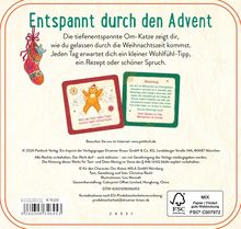 "Entspannt durch den Advent. Die tiefenentspannte Om-Katze zeigt dir, wie du gelassen durch die Weihnachtszeit kommst." Illustration einer Katze in einem Strumpf.