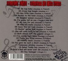 "Rockin' Aldo - Rocker to the bone" mit 20 Songtiteln und Autorenangaben. Logo mit Notenmotiv unten links.