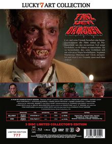 Oben steht "LUCKY7 ART COLLECTION". Daneben "TANZ DER DÄMONEN". Nahaufnahme eines entstellten Gesichts und Filmszenen.
